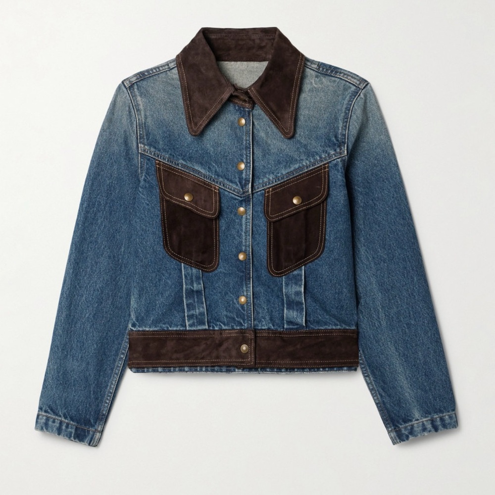 Nili Lotan Blue and Brown Jean Jacket